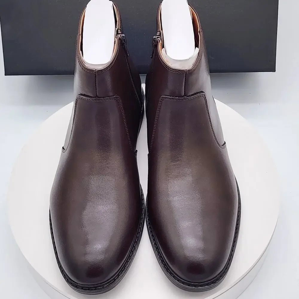 Alfani Liam Men’s Espresso Brown Side Zip Ankle Dress Boots Size 9M